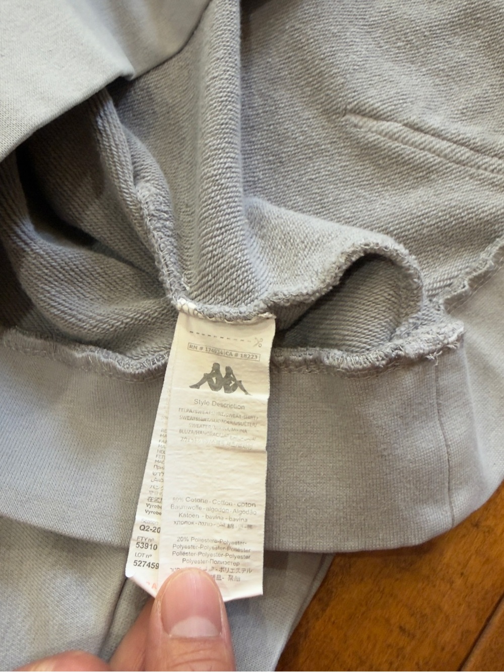 Kappa Light Gray Hoodie with Purple Logo - Picture 11 of 14
